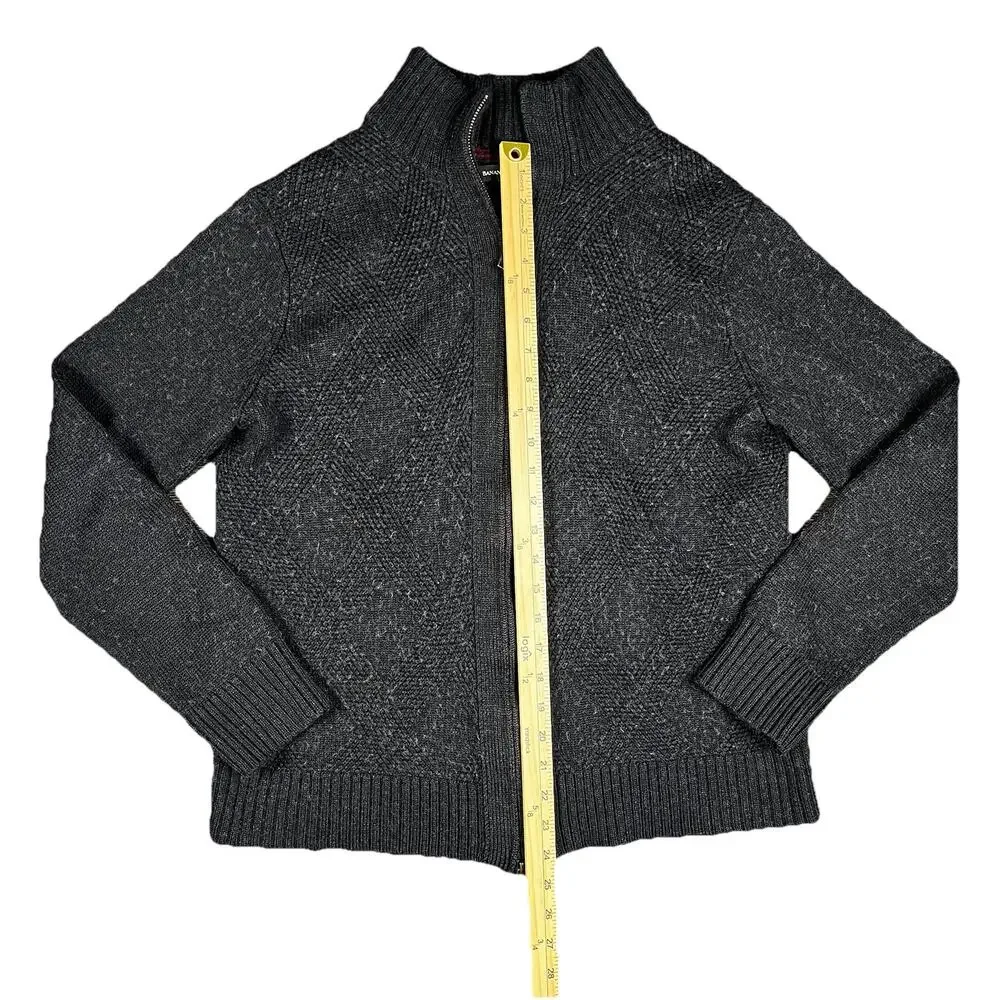 Banana Republic Mens Gray Full Zip Merino‎ Wool Cardigan Sweater Large Coastal